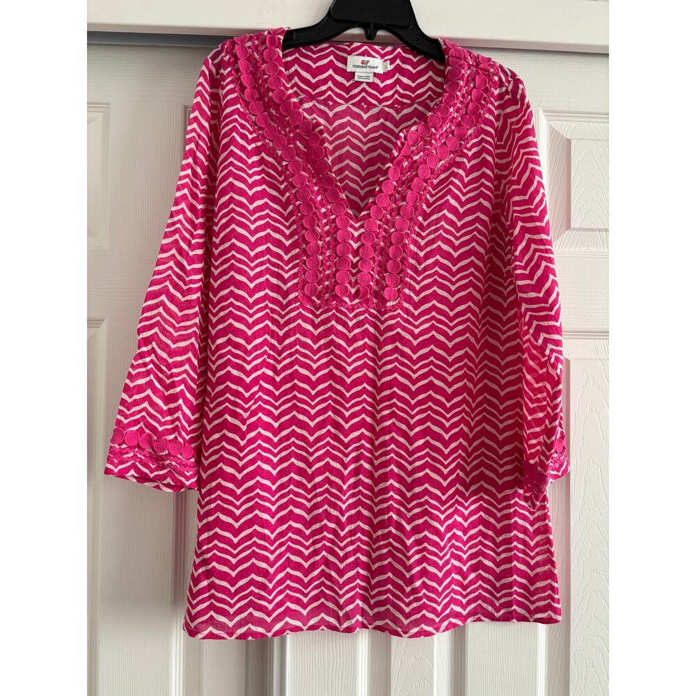 Vineyard Vines Pink and White Blouse